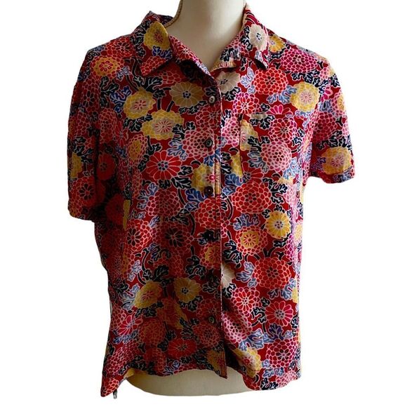 Crazy Horse Tops - Crazy Horse Floral Blouse Vintage Size Large